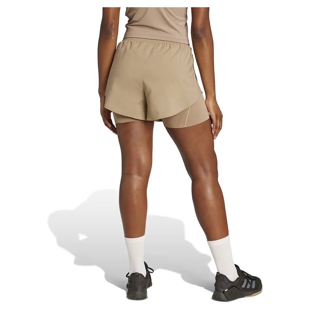 Шорты adidas Designed For Training 2in1 shorts, бежевый — фото 2