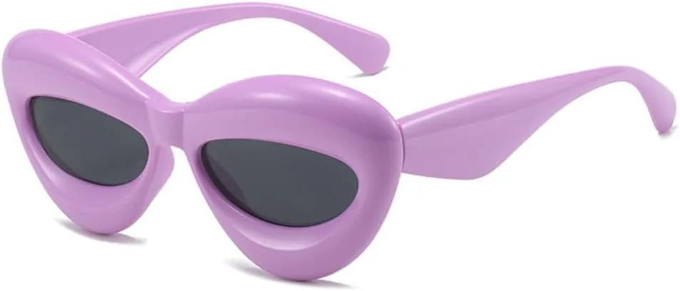 

Солнцезащитные очки LVTFCO Retro Cat Eye Candy Color для женщин, модные, с овальными линзами, защита от УФ-излучения UV400, для мужчин, желто-розовые, Purple Grey
