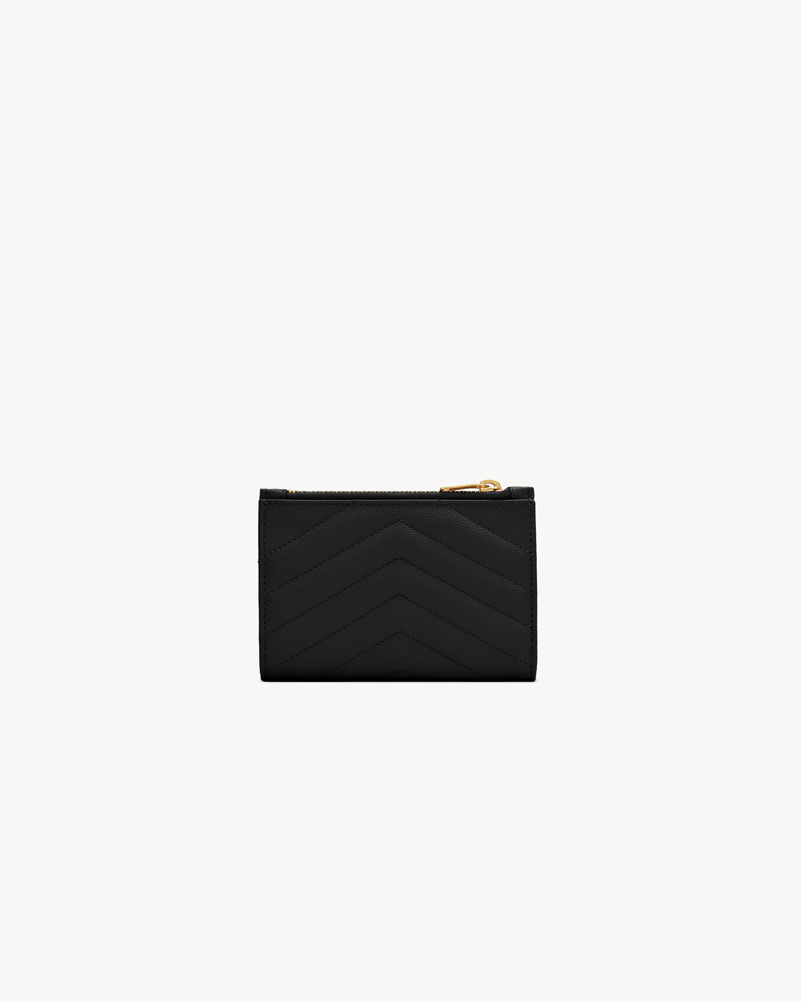 Складной кошелек CASSANDRE MATELASSE Fragments из кожи grain de poudre Saint Laurent, черный — фото 2