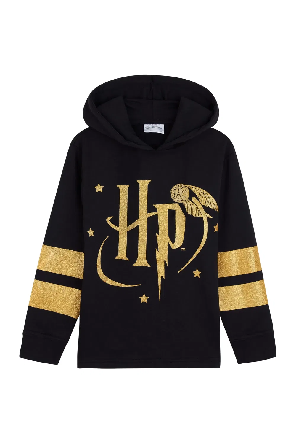 Детская худи Harry Potter с золотым дизайном, черный