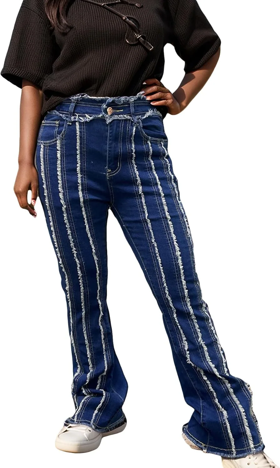 

LKOUS Женские джинсы-клеш High Waisted Bootcut Bell Bottom с карманами