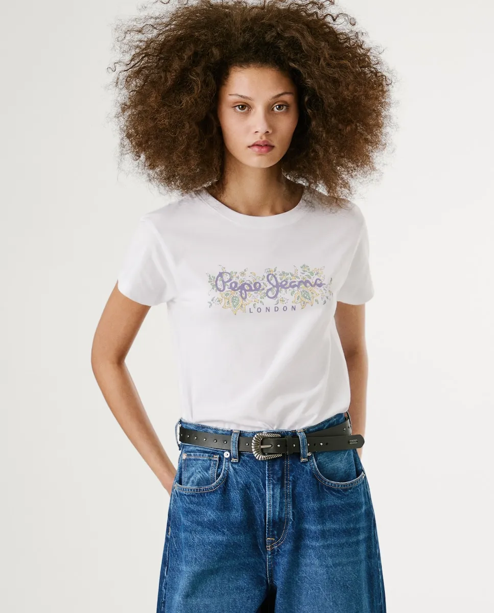 

Женская футболка с цветочным принтом Pepe Jeans, белый