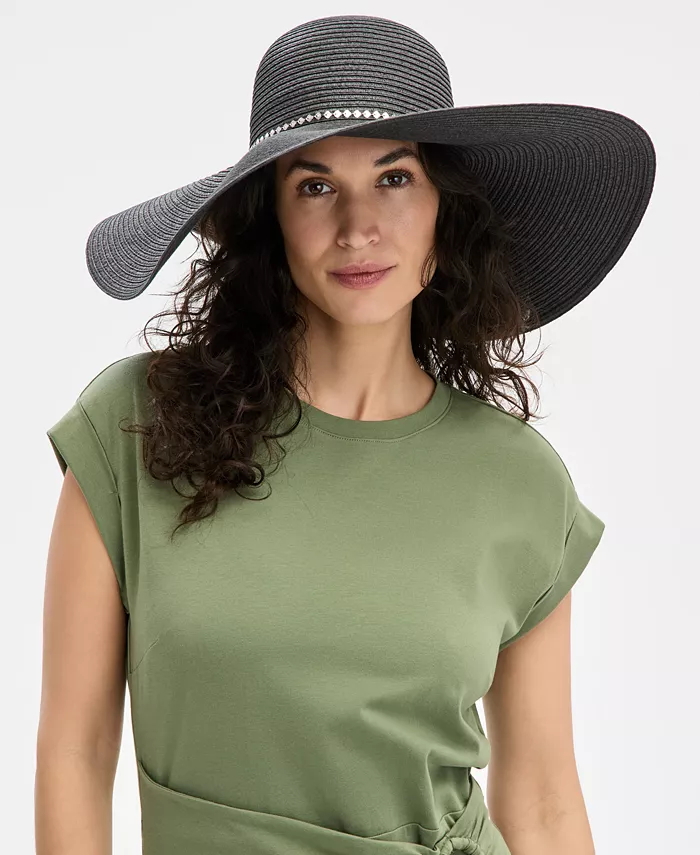 

Широкополая шляпа с декоративными элементами Oversized Embellished Floppy Hat I.N.C. International Concepts, черный