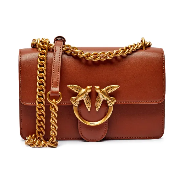 

Миниатюрная кожаная сумка через плечо Love one Pinko, коричневый