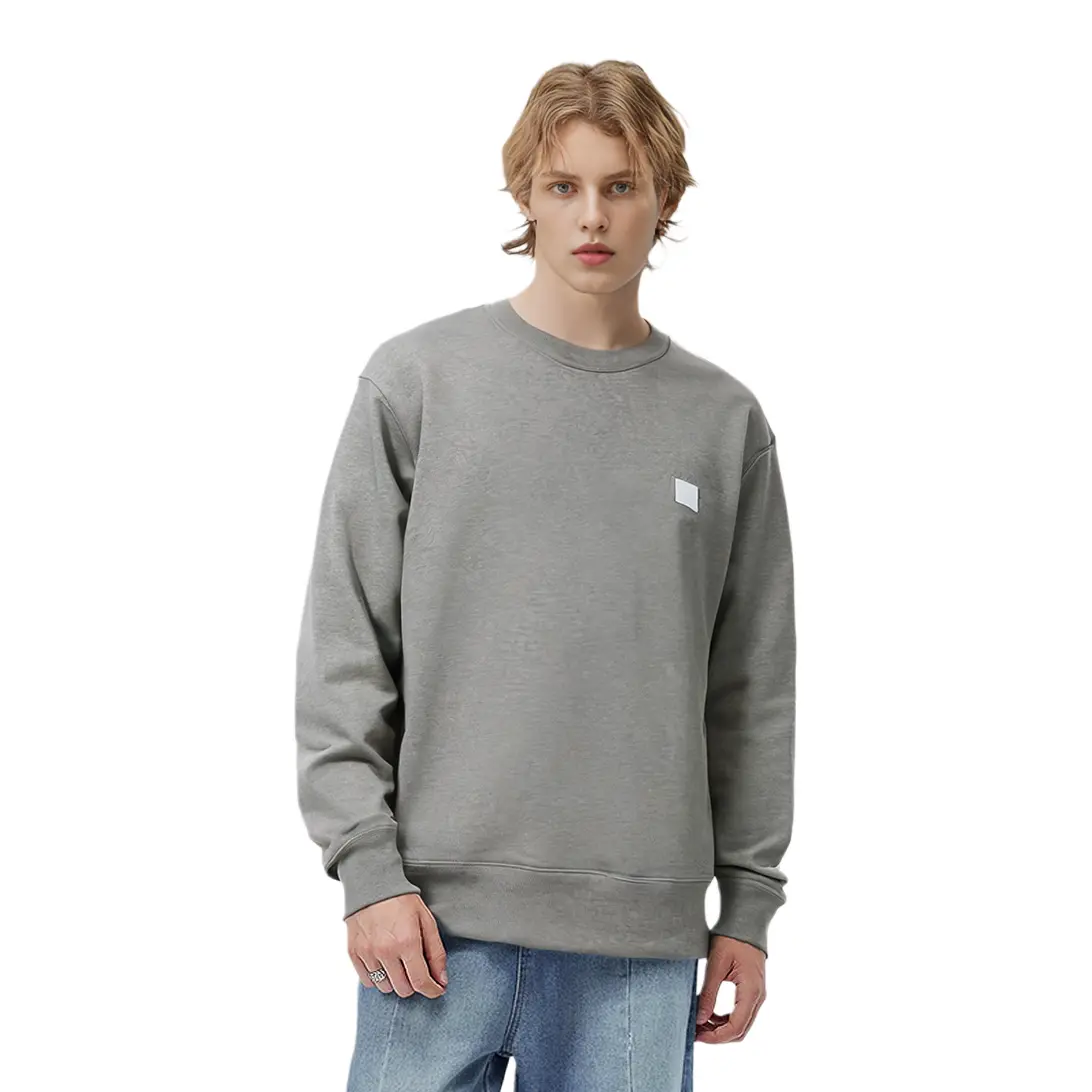 Лицевая нашивка Свитшот с круглым вырезом Acne Studios, Светлый серый хизер — фото 3