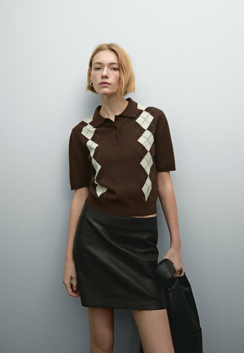 

Рубашка поло SHORT SLEEVE Massimo Dutti, коричневый