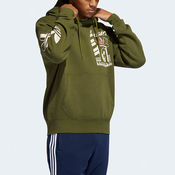 Толстовка adidas originals Casual Sports hooded Pullover Green, зеленый — фото 4