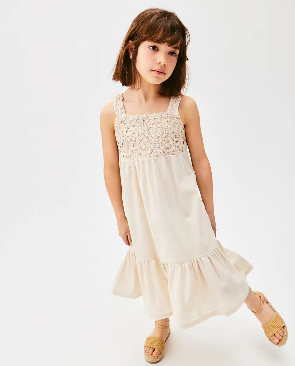 

Платье для девочки крючком на бретелях Kids El Corte Inglés, цвет 120 Crudo