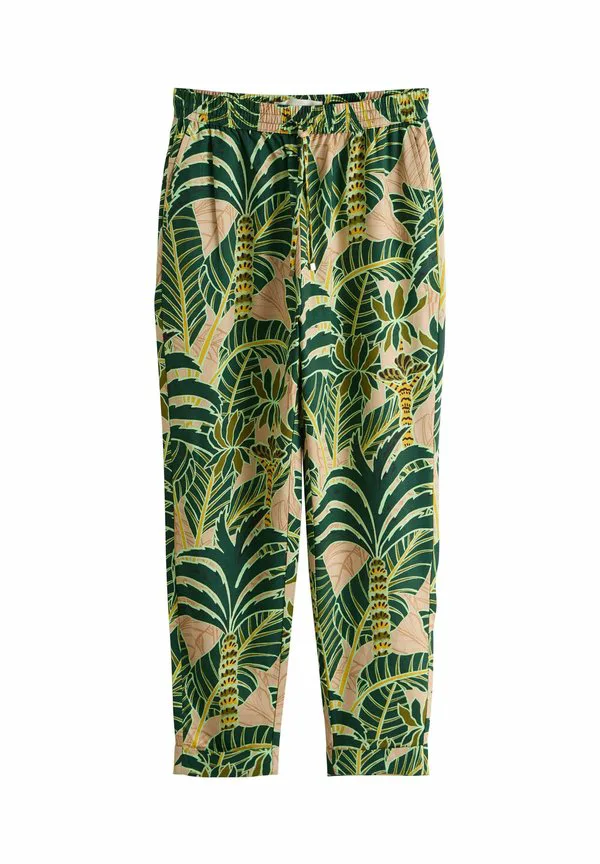 Брюки прямого кроя, зауженные книзу. Next, Green Yellow Palm Print