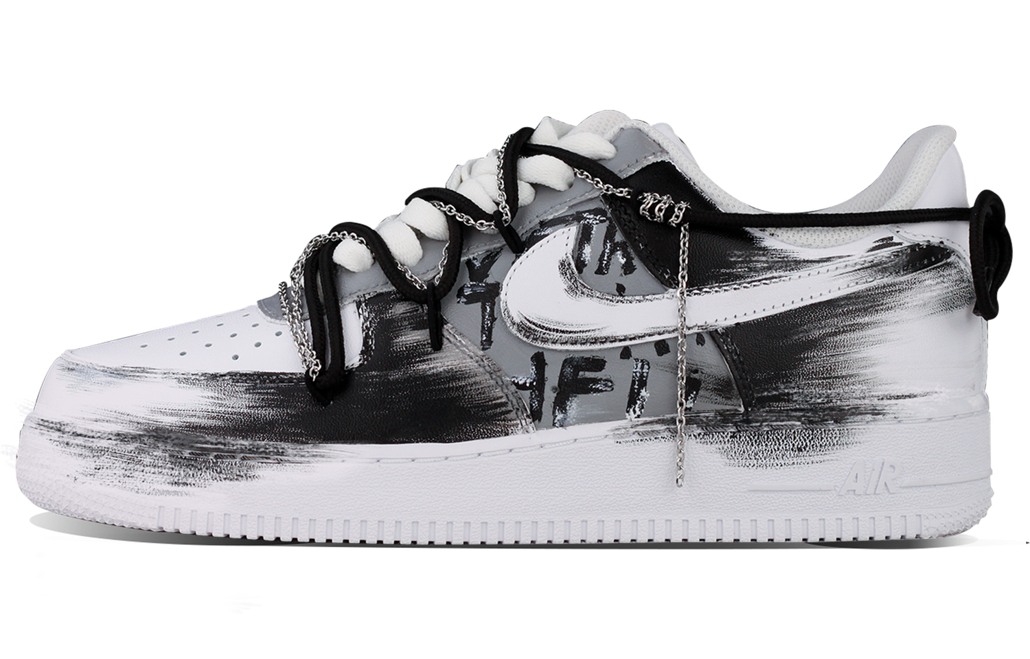 

Nike Air Force 1 Slip Resistant Waterproof Abrasion Resistant Low Top Skateboard Shoes Men's White Black