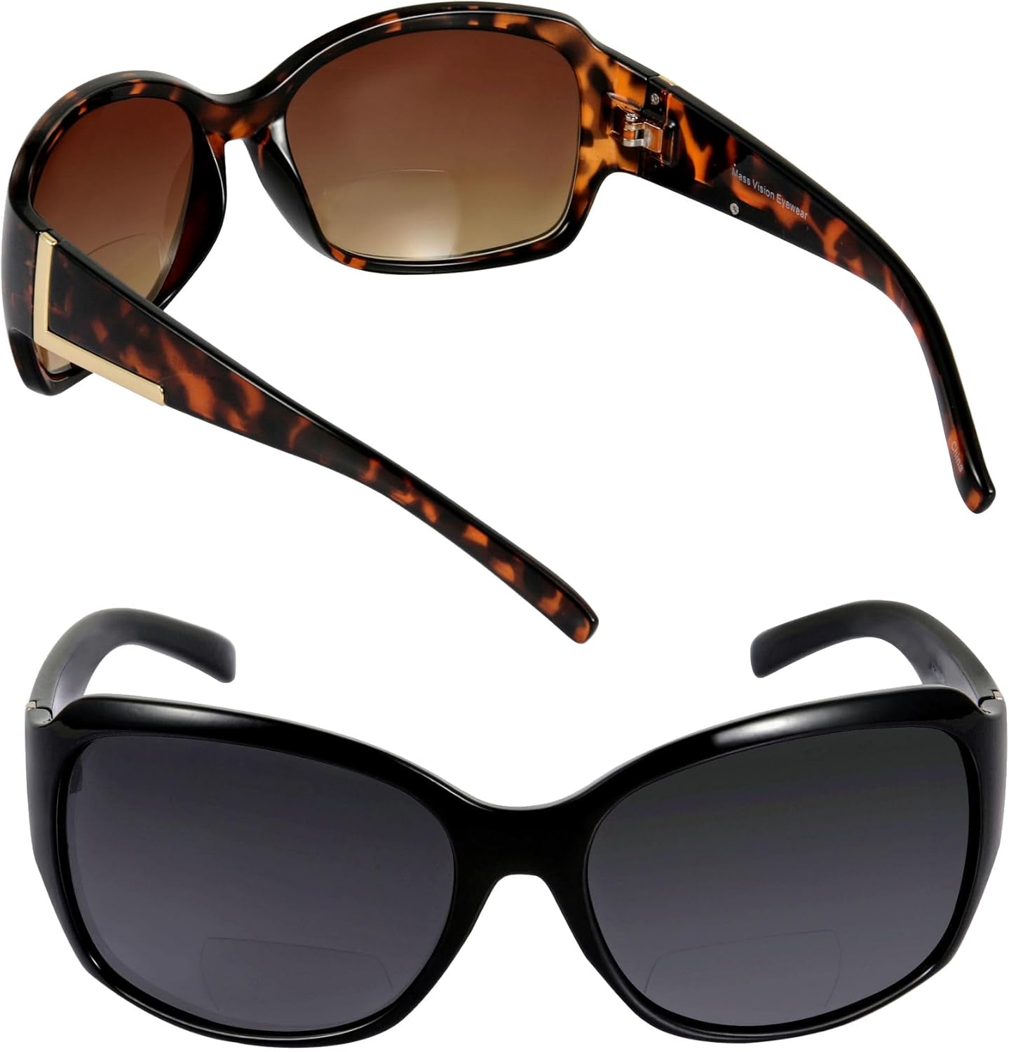 

Солнцезащитные очки Mass Vision с бифокальными линзами 'The Fashionista' — дизайнерские женские очки для чтения на открытом воздухе с защитой от УФ-излучения UV400 (2 шт.), Black/Tortoise