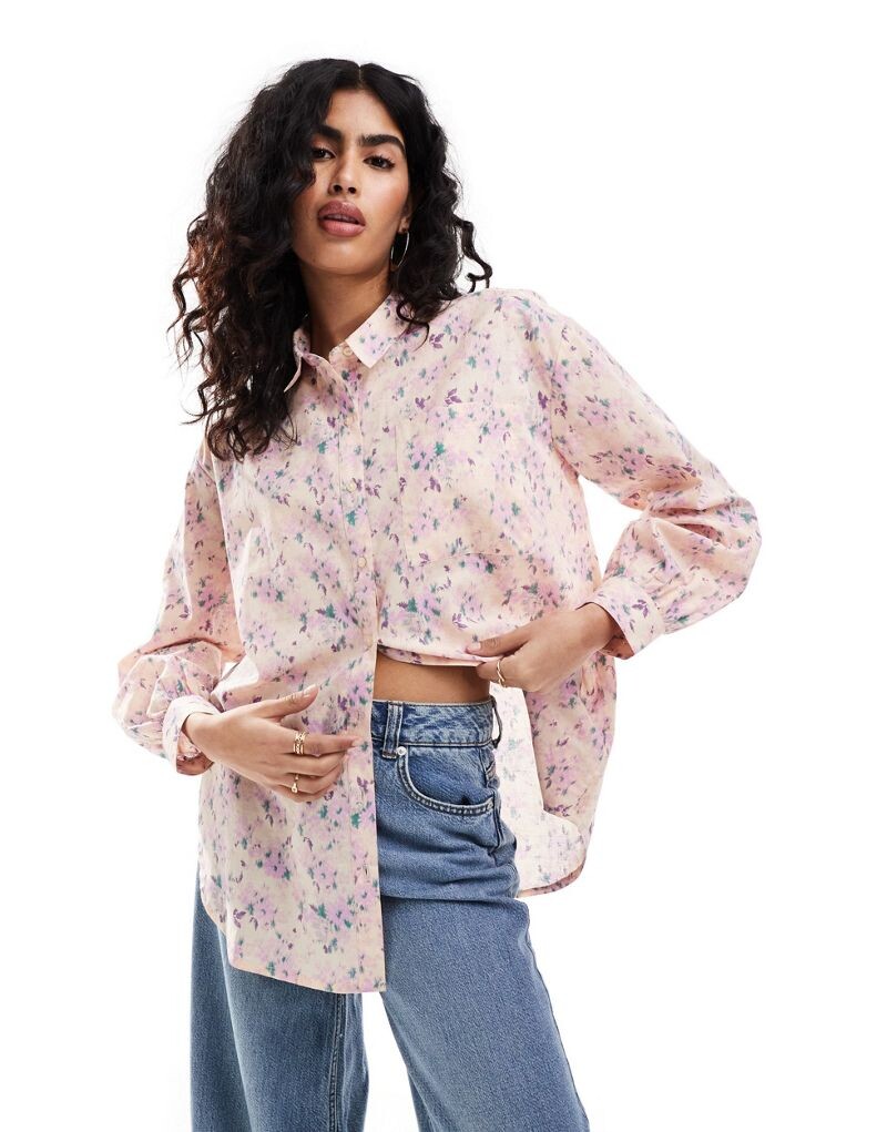 

Miss Selfridge – рубашка оверсайз с мелким цветочным принтом