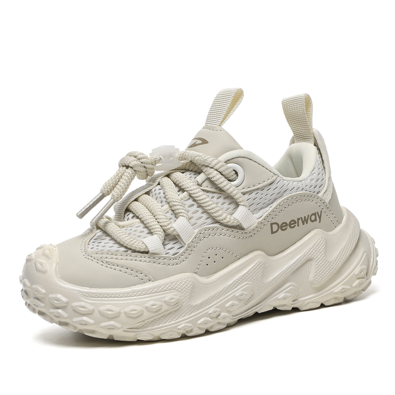 

Нескользящие, устойчивые к истиранию, дышащие, низкие, детские, повседневные кроссовки DEERWAY, бежевый