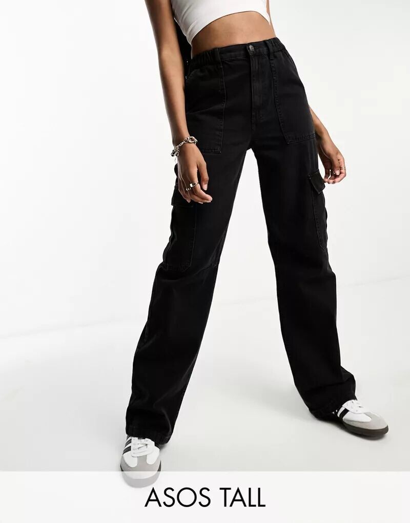 

Черные джинсы карго ASOS DESIGN Tall