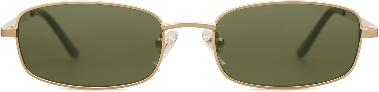 

Солнцезащитные очки SOJOS маленького размера, прямоугольной формы, для женщин и мужчин, в стиле ретро 80-х, 90-х, Y2K, узкие, тонкие, облегающие, модель SJ1187, Shiny Gold/Green