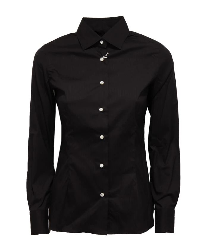 

Хлопковая рубашка, изготовленная в Италии. Barba, черный