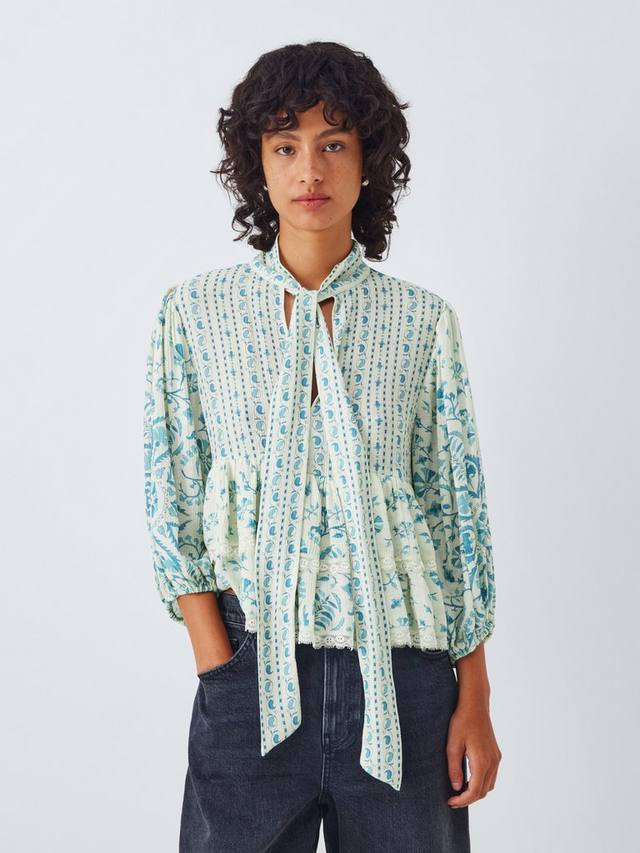 

Топ Kiri с воротником-галстуком и оборкой по низу AND/OR, Blue Multi