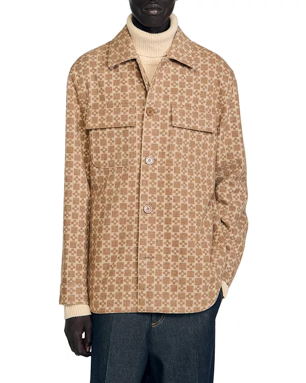 

Рубашка с жаккардовым принтом Sandro, бежевый