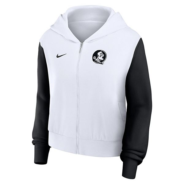 Женская белая худи Florida State Seminoles cropped beyond capability color-block script full-zip Nike — фото 3