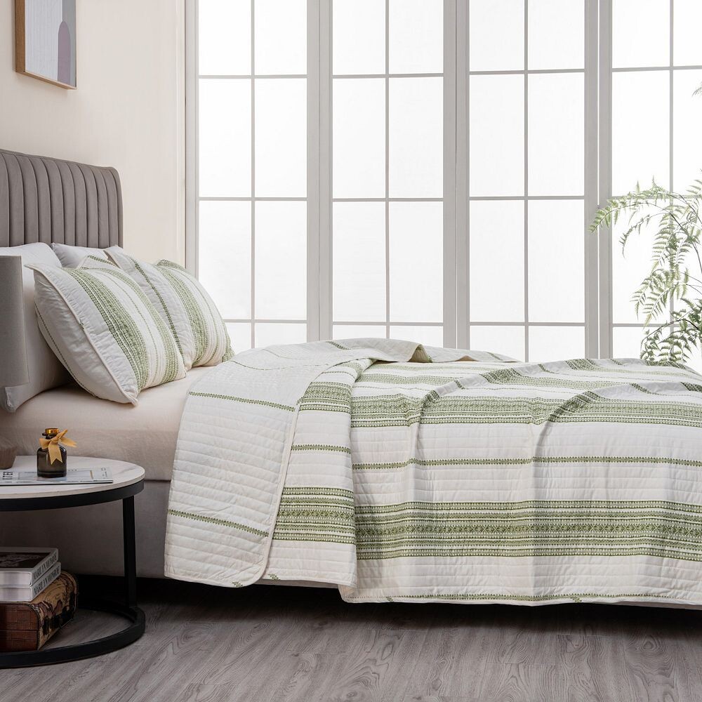 

Комплект одеял Madelinen Wesley в полоску, цвет Whitegreen