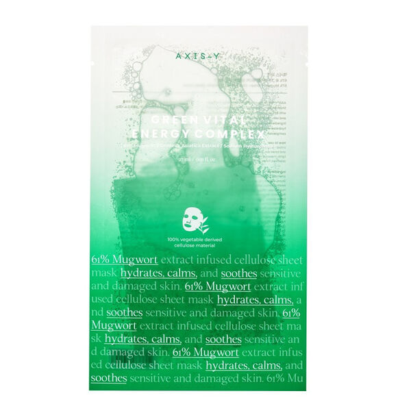 

Восстанавливающая тканевая маска для лица, 27 мл Axis-Y 61% mugwort green vital energy complex sheet mask