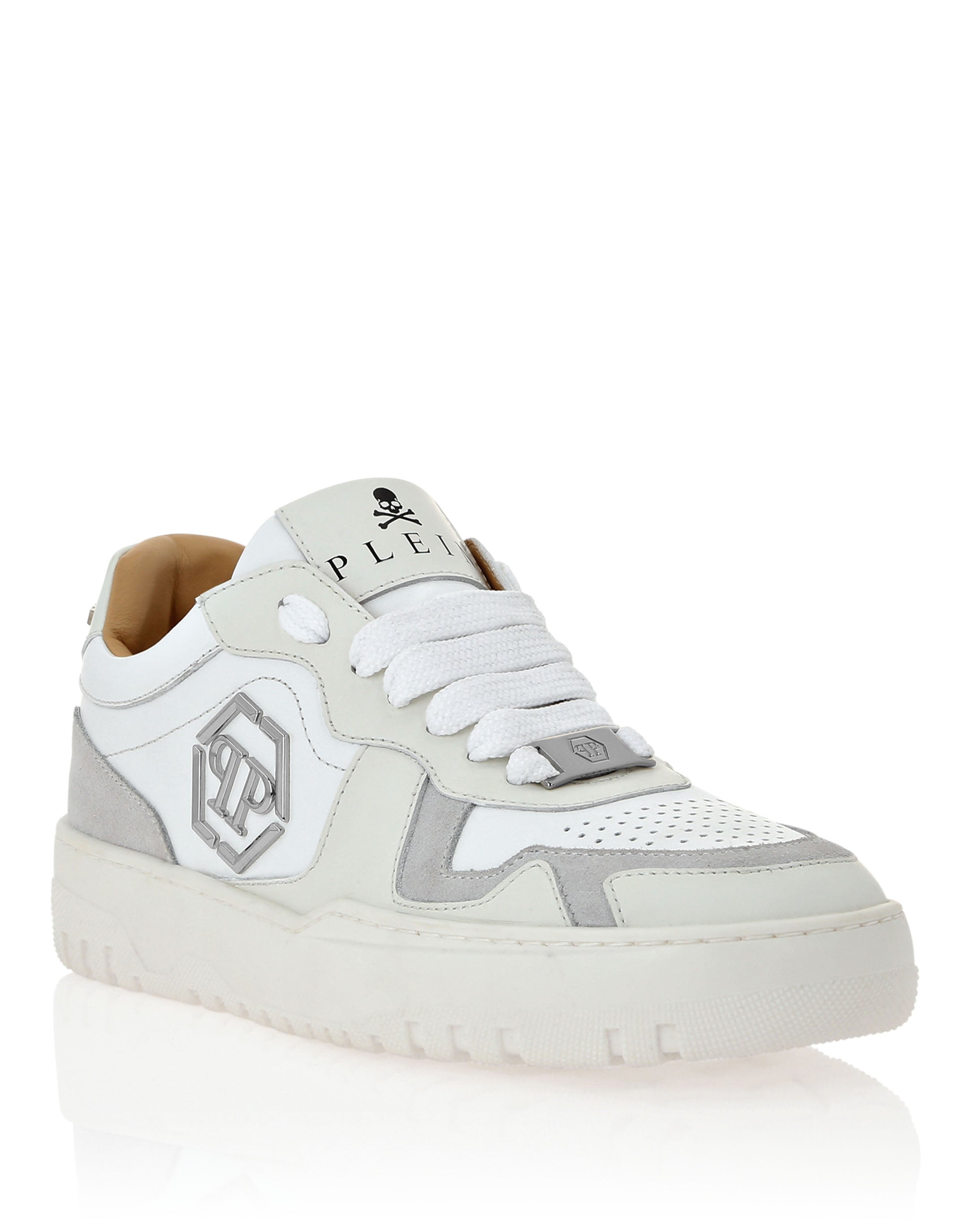 

Кроссовки из микса кожи Lo-Top PHILIPP PLEIN, белый