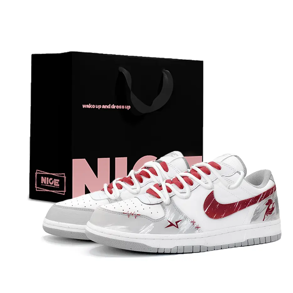 

Nike Большая сумка для покупок с логотипом Swoosh, кожаные низкие скейтборд-кеды Phantom Dragon Horse с амортизацией, белый с красными элементами