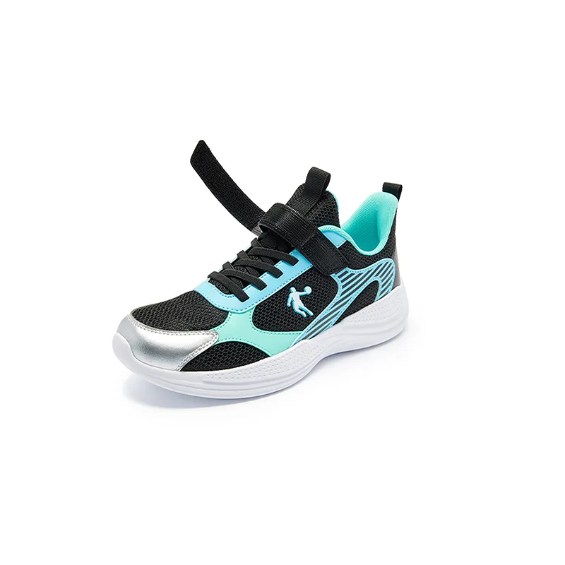 QIAODAN Synthetic Leather, Textile Breathable Lightweight Cushioning Low top Running Shoes Black/Gazing At The Blue — фото 2