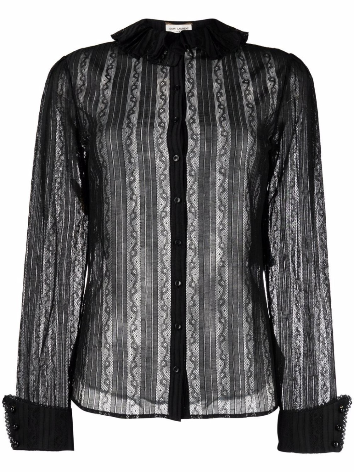 

Saint Laurent кружевная рубашка с оборками, черный