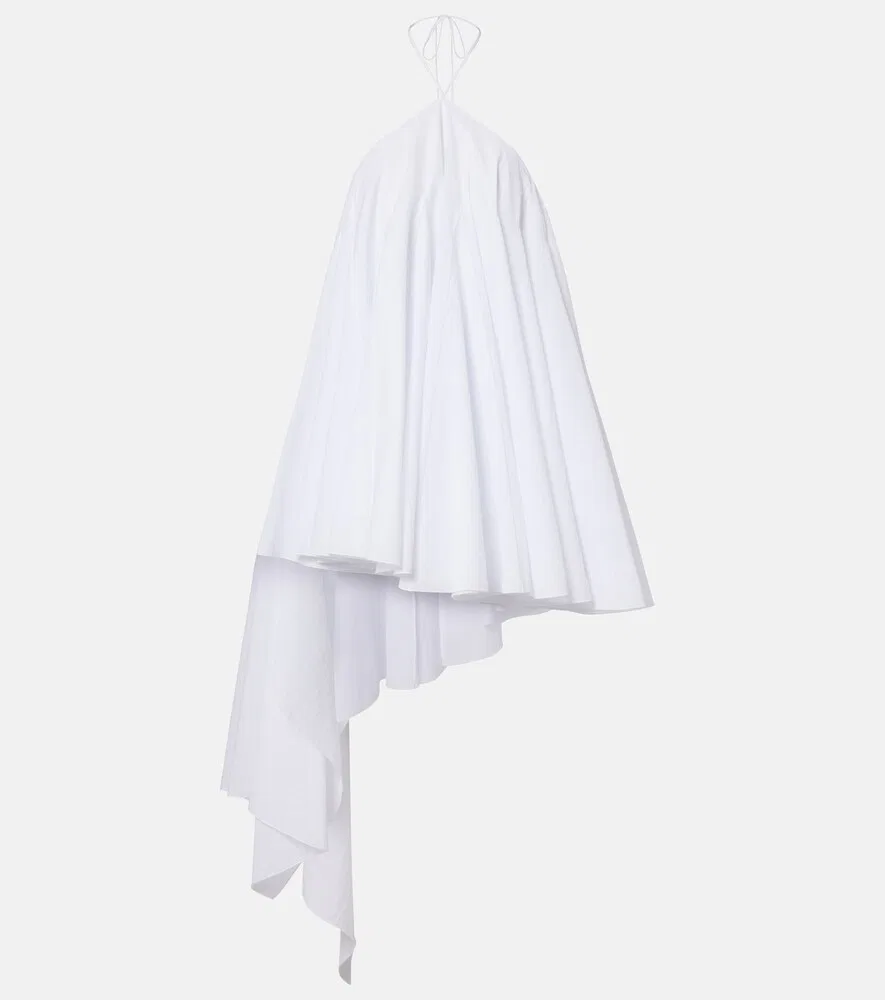 Треугольное асимметричное мини-платье из хлопковой смеси Jacquemus, белый