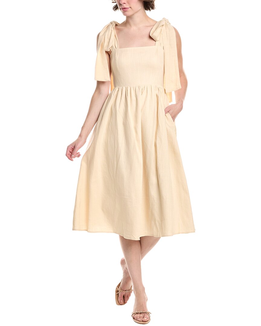 

Бесконечная роза платье миди из льняной смеси Endless rose, Tan