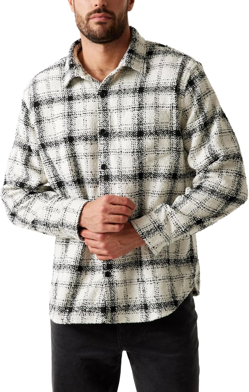 

Мужская фланелевая рубашка Guess Eco Long Sleeve Winston Tweed Plaid, Milky Multi