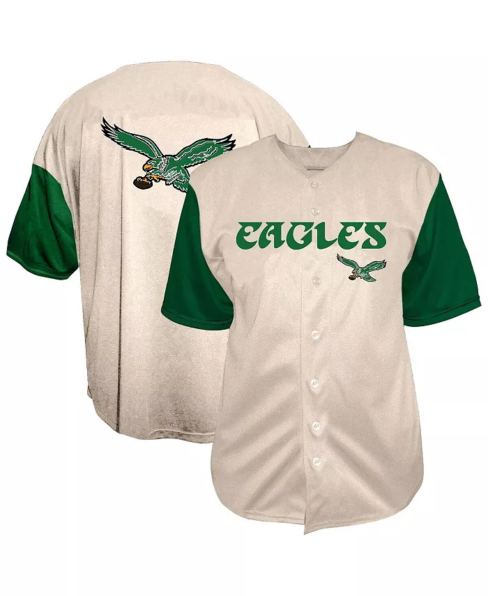 

Мужская кремовая рубашка Philadelphia Eagles с коротким рукавом и полной застежкой на пуговицах в винтажном стиле Fanatics
