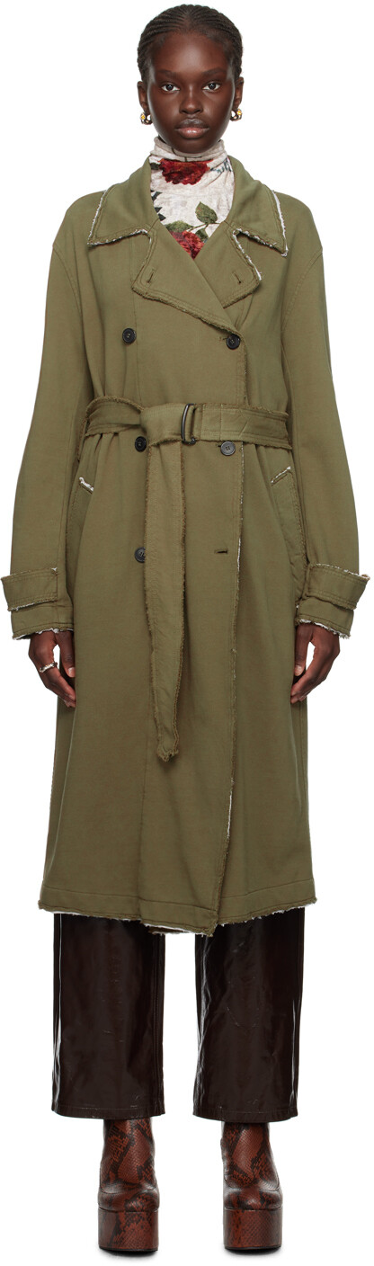 

Тренч цвета хаки с необработанными краями Dries Van Noten