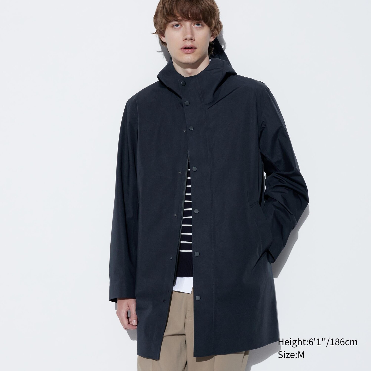 

Ветровка BLOCKTECH с капюшоном UNIQLO, темно-синий