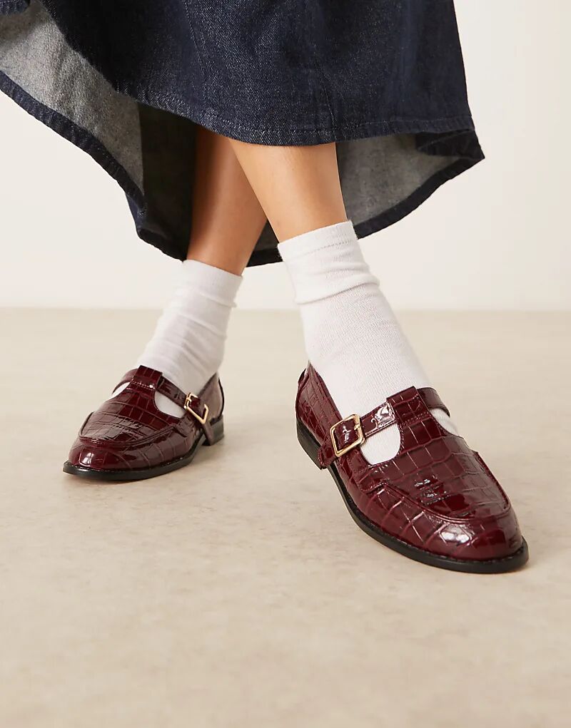 Туфли ASOS DESIGN Maverick Mary Jane Geek бордового цвета