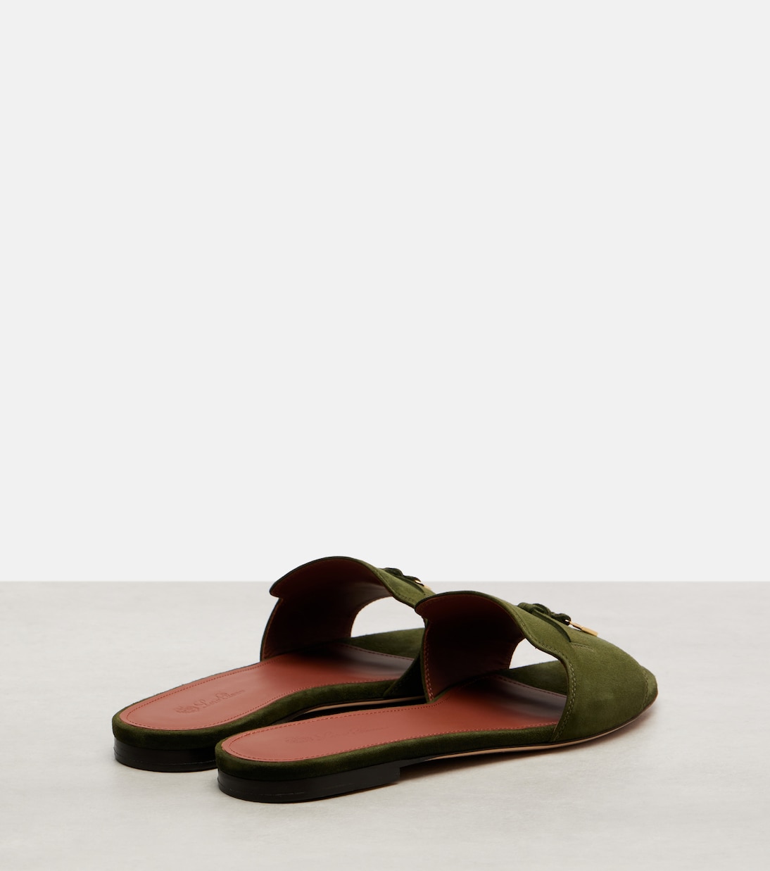 Замшевые шлепанцы Summer Charms Loro Piana, Ribbon Green — фото 2