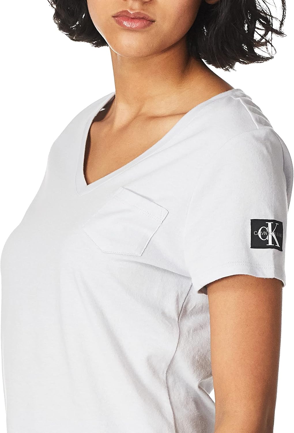 Женская укороченная футболка с коротким рукавом и логотипом Calvin Klein, Fog — фото 2