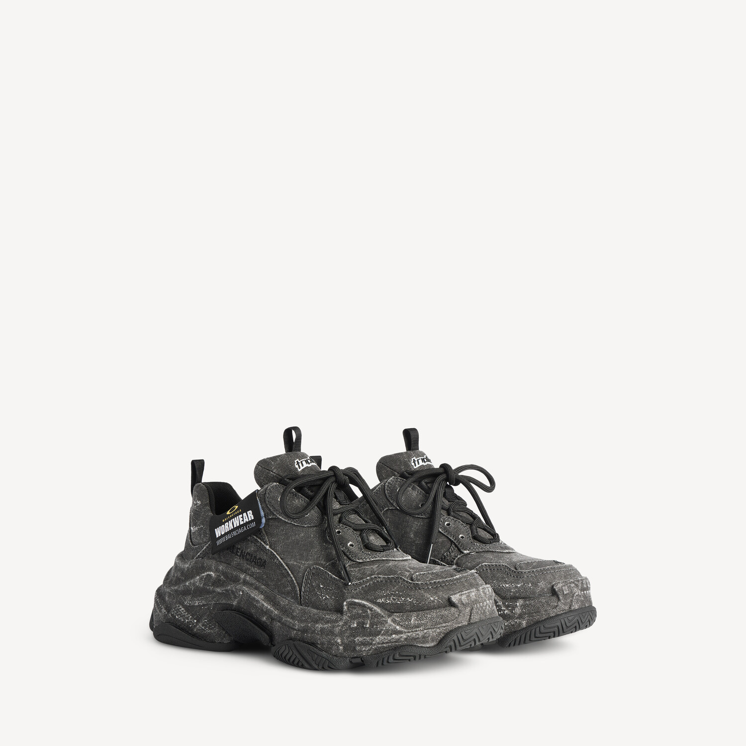 Мужские кроссовки triple s из канваса черного цвета BALENCIAGA, черный — фото 2