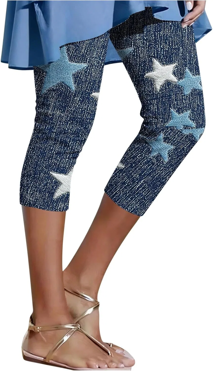 Джинсы капри tummy control, Navy