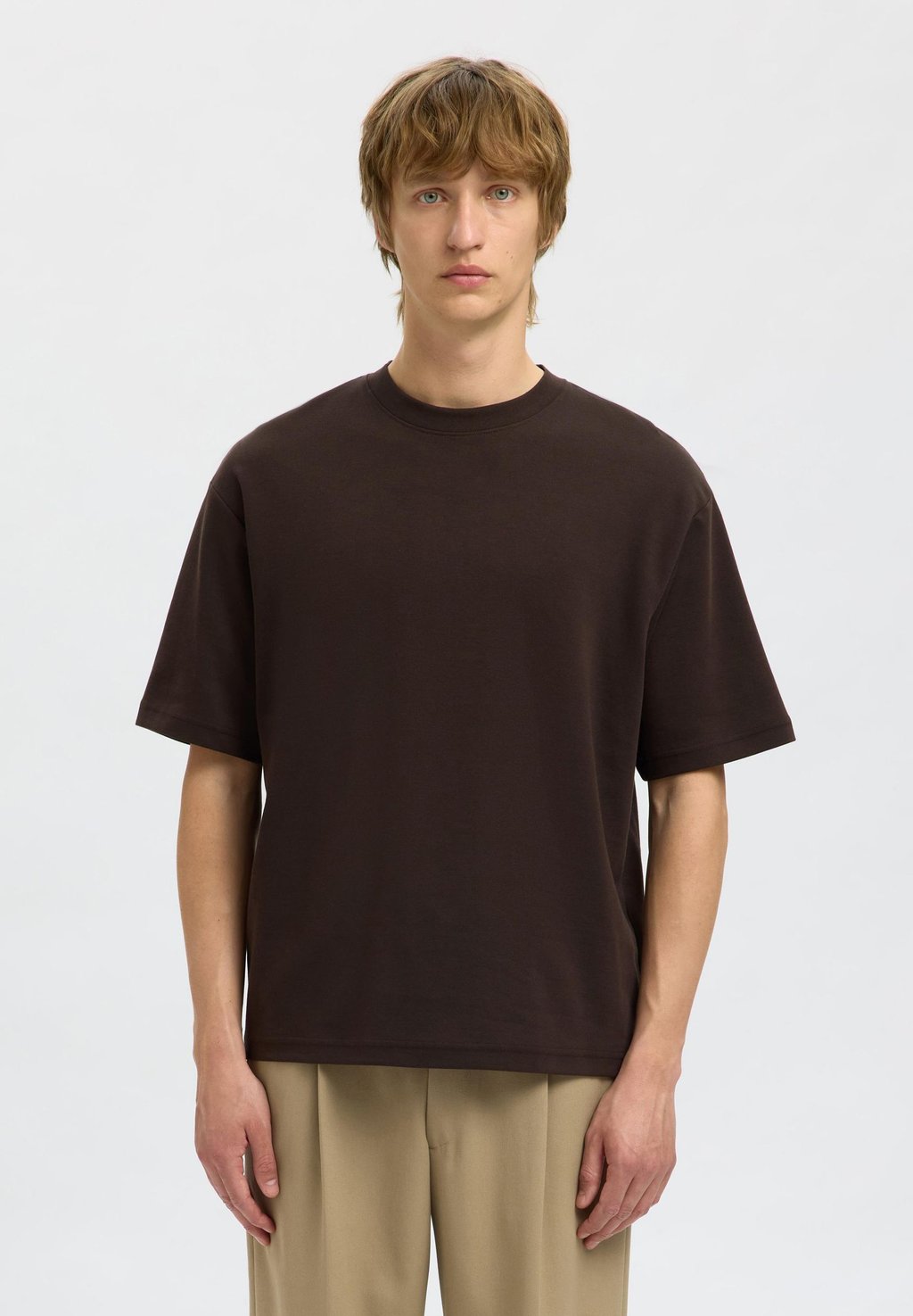 

Базовая футболка SLHLOOSEOSCAR O NECK TEE Selected Homme, коричневый