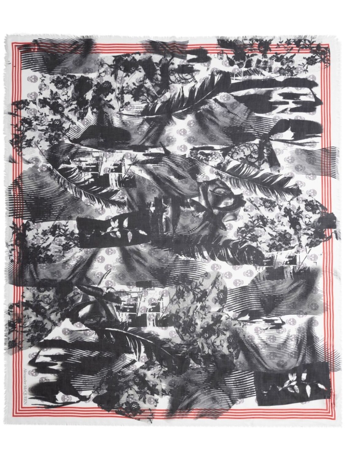 

Alexander McQueen фуляр Collage Biker Skull, черный