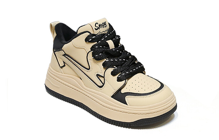 

Кеды, скейтборд обувь женская низкая Woos Bobo, цвет Black/Beige