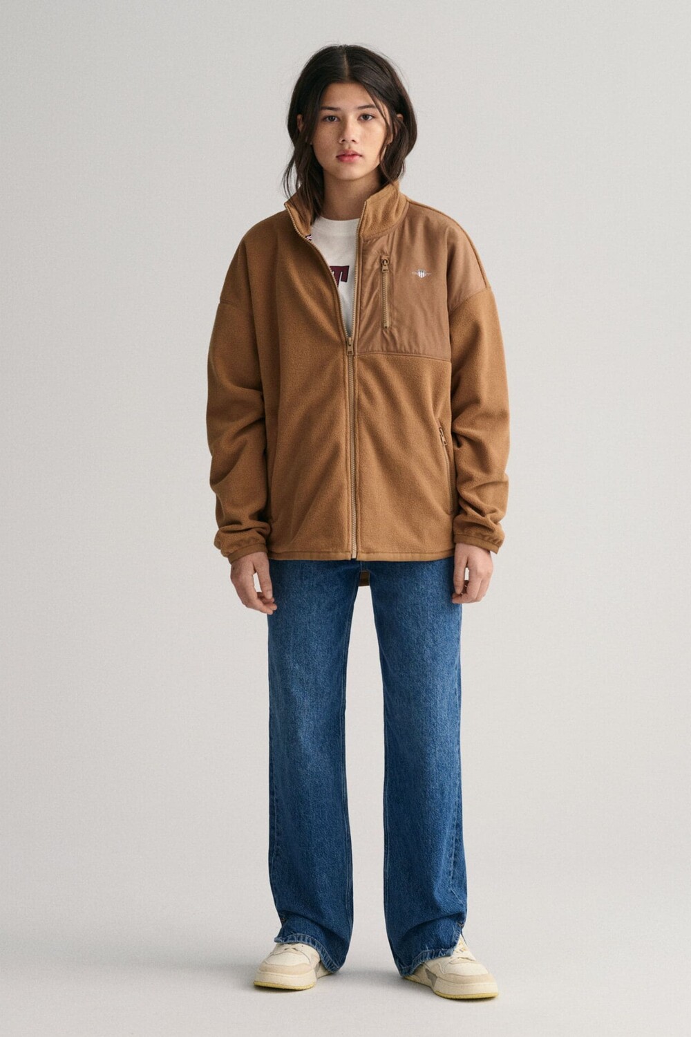 

Коричневая флисовая накладка с логотипом и куртка на молнии Gant, коричневый