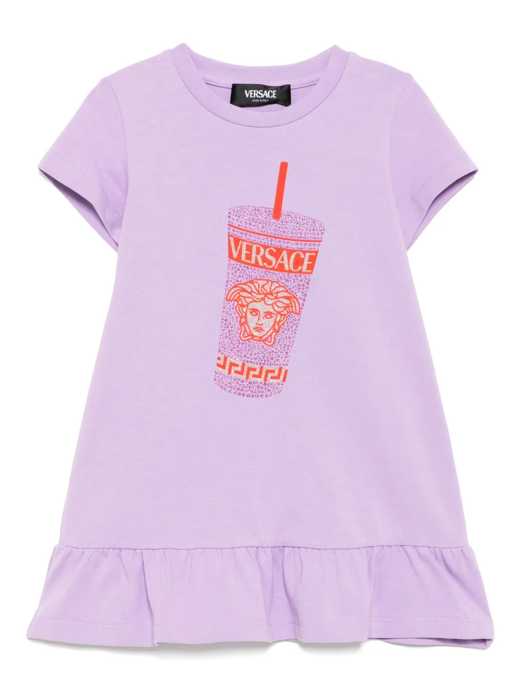 

Платье с графичным принтом Versace Kids, фиолетовый