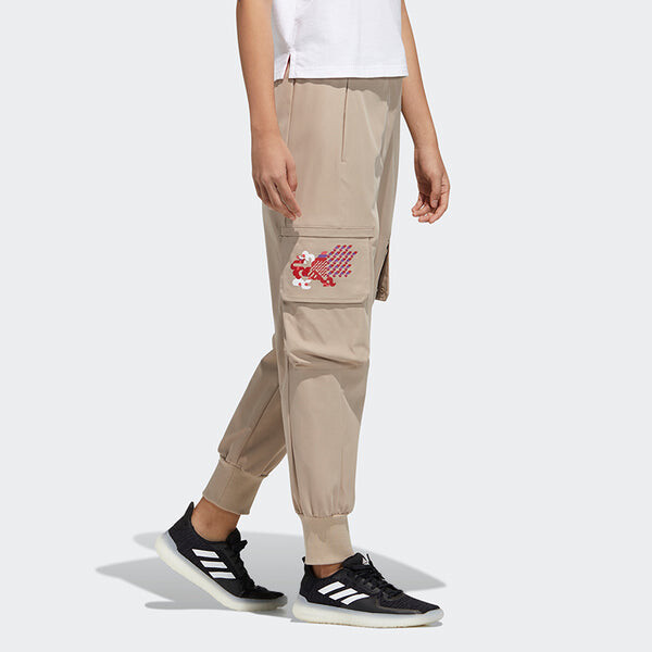 Спортивные штаны (WMNS) Adidas Side Pocket Bundle Feet Woven Sports Pants 'Khaki', хаки — фото 4