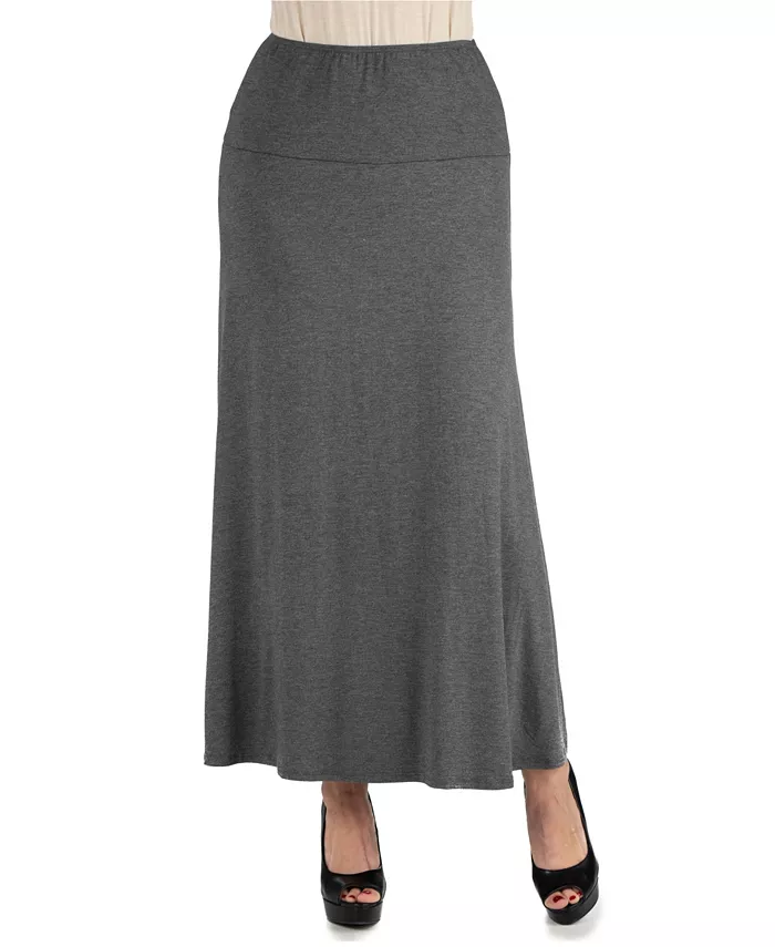 

Женская эластичная однотонная макси-юбка 24seven Comfort Apparel, серый