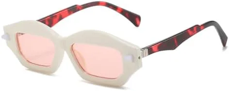 

Солнцезащитные очки 2026 года, розовые, угловатые, в тонкой оправе, для мужчин и женщин, винтажные, неправильной формы, ретро, ​​модные, двухцветные MTZJH, C7