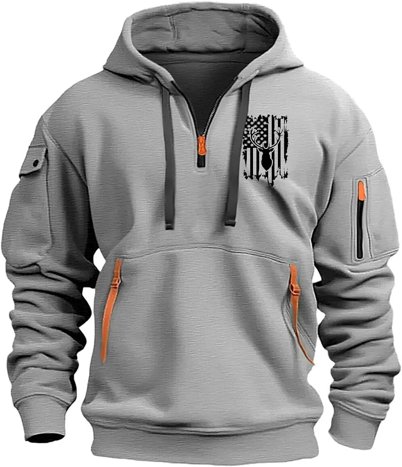 

Толстовка с капюшоном Long Sleeve Men's Color Pullover Fleece с большими карманами Cheyubny