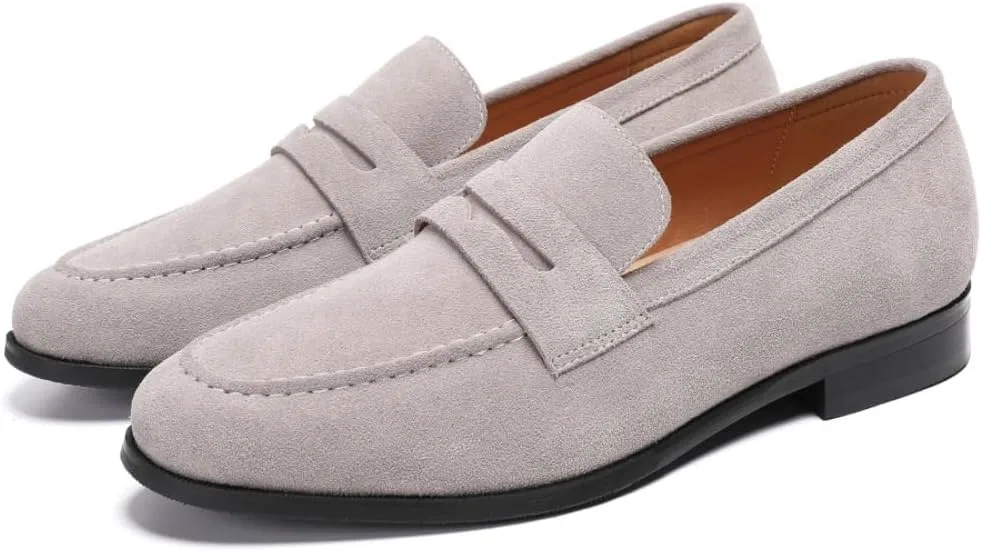 Лоферы кожаные Penny Loafers, серый замша FIAVOM — фото 2